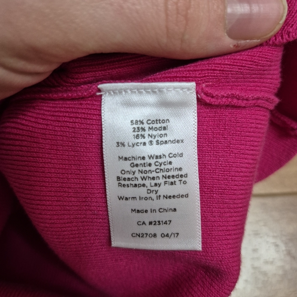 Talbots Pink Crew Neck Sweater scalloped edges large - Picture 5 of 6